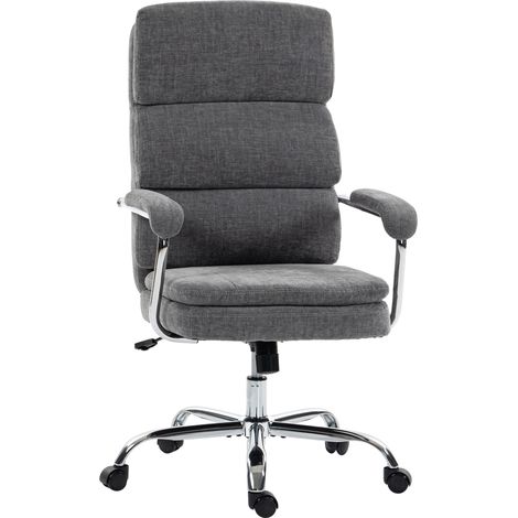 Chaise de bureau réglable en hauteur, pivotante 360°, grise pour télétravail. (1/5)
