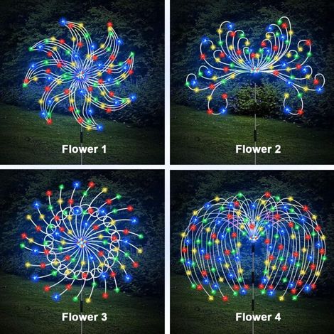 Solarbetriebenes LED-Feuerwerk für Feste im Freien, Gärten und Rasendekorationen – 1 Schlepplicht, 3–360 LEDs (mit 17-Tasten-Fernbedienung)