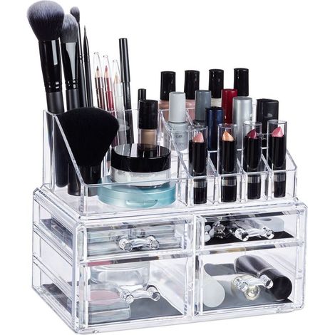 Organiseur Maquillage 4 Tiroirs Support Cosmétiques Rouge à Lèvres Vernis à Ongles Acrylique Transparent (1/5)
