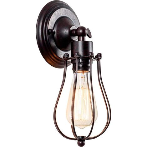 Industrielle Wandleuchte E27 Metall Käfig Wandlampe Verstellbare für Esstisch, Schlafzimmer, Kaffee, Bar (Schwarz) (1/5)