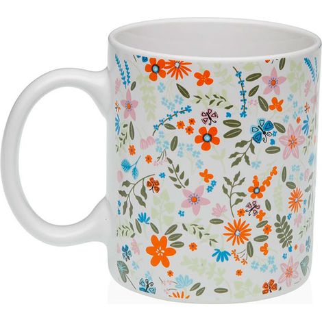 VERSA taza mug porcelana flowers 350 ml , Taza mug porcelana flowers  de 350 ml. -Marca: Versa. -Moderna taza mug de diseño alegre. -Material: porcelana de gran calidad. -Apto para