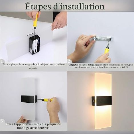 Dimmable Acrylic Wall Lamp 1200LM LED Indoor Wall Light Bedroom Living Room 3000K Warm White (1/4)