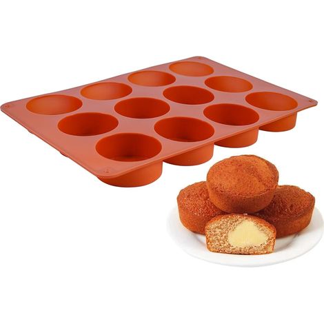 Moule Silicone pour Chocolat/Glace, 12 Empreintes Cylindriques Professionnelles, Résistant à -40°C à 230°C, Idéal Bonbons, Dessins 3D, Cake Pops, Lavable au Lave-vaisselle, 27 x 18 x 2.3 cm,C379,C379