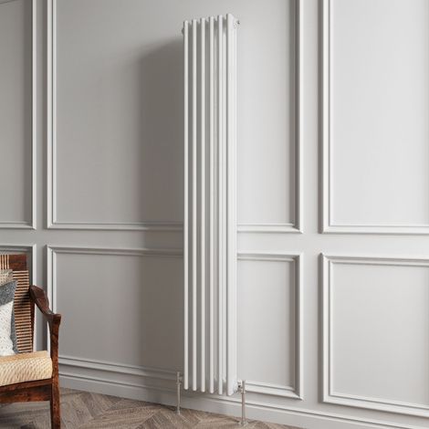 Biubiubath Traditional Cast Iron Style Radiator Vertical 3 Column White 1800x290mm