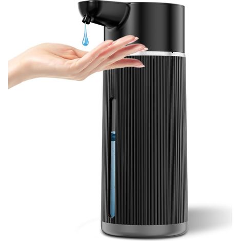 Automatischer Seifenspender berührungslos, 420 ml Seifenspender für Küche und Bad, einstellbare Menge für dicke und dünne Flüssigkeiten, wiederaufladbar über USB C, verstopfungsfrei, schwarz