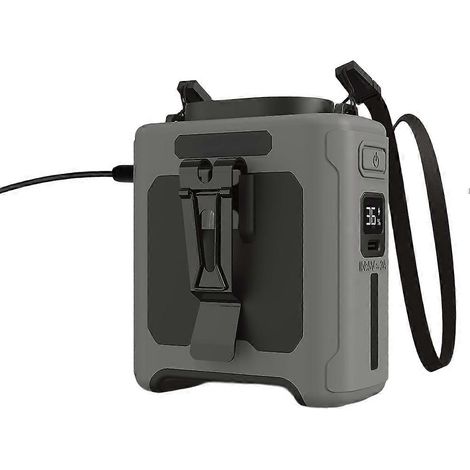 Ventilateur de taille portable 10 000 mAh avec batterie externe, éclairage LED, ventilateur de cou à suspendre, 5 vitesses, flux d'air puissant, gris (1/5)