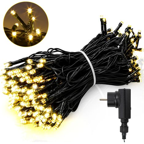SWANEW 10M 100LED 8-mode IP44 festone luce di Natale all'aperto decorazione giardino interno per Natale compleanno matrimonio soggiorno bianco caldo (1/5)