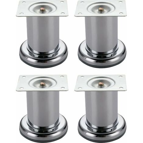 4 pièces Pieds de Meubles en Acier Inoxydable Pieds de canapé en métal avec vis Pieds de Meuble TV Pieds de Remplacement Forte capacité de Charge,Argent,8cm (1/5)