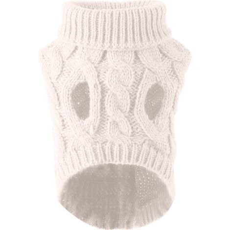 Pull Pour Chien - En Laine Tricoté - Pour Chiens De Taille Petite À Moyenne - Manches Absentes - Blanc - XL (1/5)