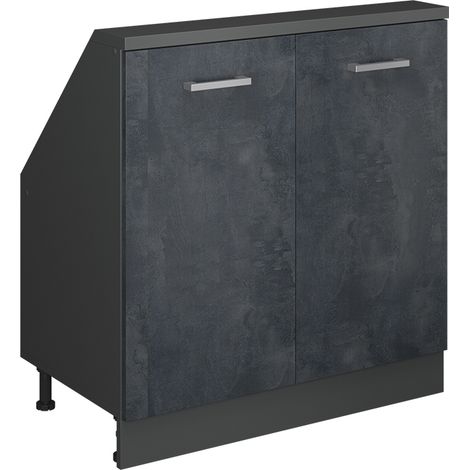 Mobile sottotetto Rion, Calcestruzzo nero/antracite, con 2 porte, Vicco