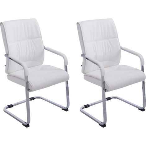 Lot de 2 Chaises Cantilever XXL Anubis en Similicuir avec accoudoirs Blanc (1/5)