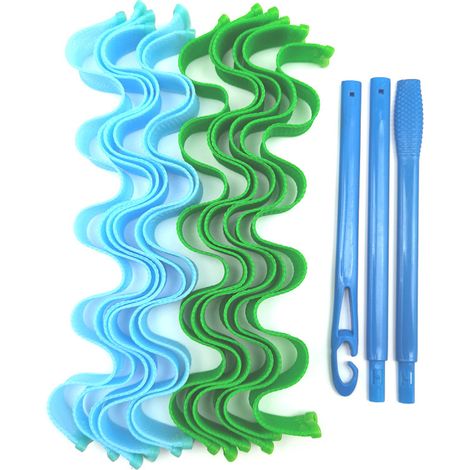 Rouleau à onduler cheveux - Sans chaleur - Élastique flexible - Pour cheveux mouillés ou secs - Lot de 12 pièces