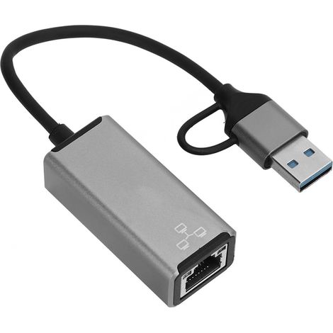Adaptateur USB-C vers Ethernet / Adaptateur réseau USB-A vers RJ45 pour ordinateurs portables, téléphones portables et tablettes (1/5)