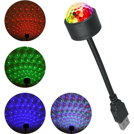 Projecteur LED ciel étoilé pour voiture, mini boule disco USB rotative à 360°, lampe projecteur en alliage d'aluminium pour intérieur de voiture, fêtes, chambre et bar (1/5)