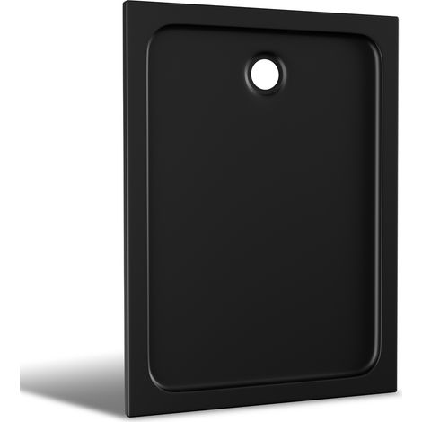 Jiubiaz Receveur de douche rectangulaire en acrylique 120 x 90 cm, noir mat, hauteur 4 cm, évacuation Ø 90 mm (1/5)
