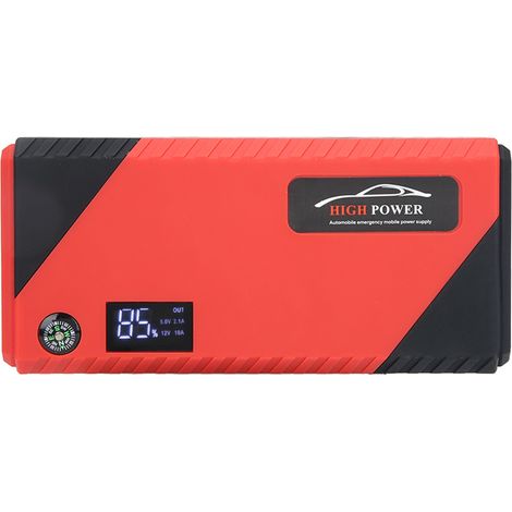 Démarreur de secours multifonction 12V 20000mAh affichage numérique batterie externe 600A double USB rouge noir pour véhicule 12V 110-240V UE avec accessoires (1/5)