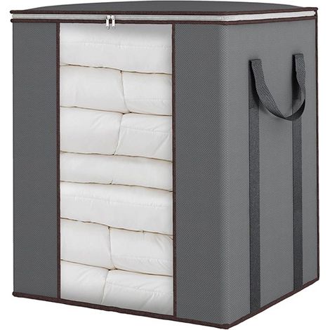 Grand sac de rangement de 90 L, boîte de rangement pliable pour penderie avec poignée renforcée, gris, 100 L gris vertical 120 L 50 x 40 x 60 cm (1/5)