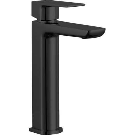 Balterley Bishton Contemporary Soft Square Single Lever Deck Mounted Tall Basin Mixer Tap, 275.5 x 49.5 x 186mm, Matt Black