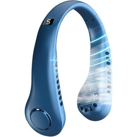 Ventilateur De Cou Suspendu Portable - Sans Lame - Rechargeable USB - Bleu