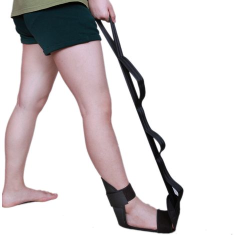 Sangle d'étirement yoga, boucles pour cheville ligament, bande élastique fitness jambe, accessoire musculation souple, lot de 2, noir, rééducation et souplesse. (1/4)