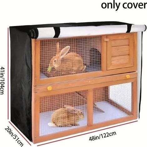 Housse de clapier double couche pour lapins – Enveloppe extérieure en polyester durable – Protection contre les intempéries – Couleur noir – Outhwaite