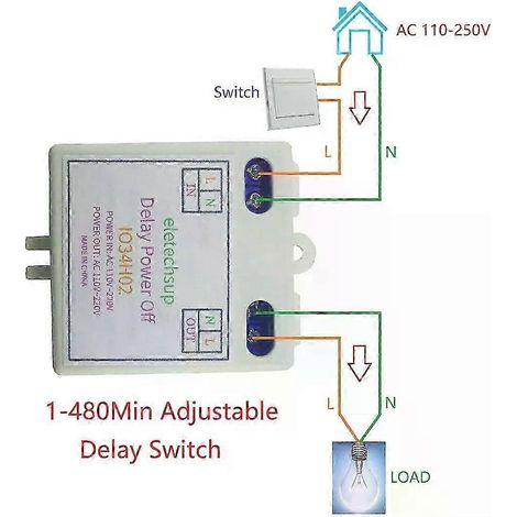 Minuterie réglable de 1 à 480 minutes, mini contrôleur domotique AC 120 V/220 V, relais temporisé simple, interrupteur temporisé à la mise sous tension/hors tension (1/5)