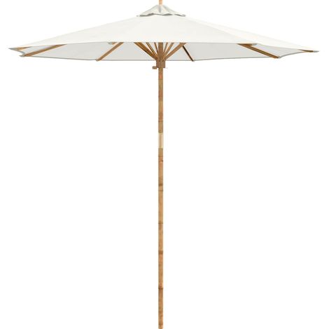 Parasol de jardin Blanc crème Ø 270 x 260 cm Bambou (1/5)