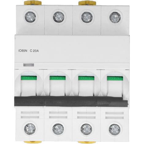 Coupe-circuit miniature 4P Pa66, montage sur rail DIN, 400V basse tension, pouvoir de coupure 6000A, C20A (20A) (1/5)