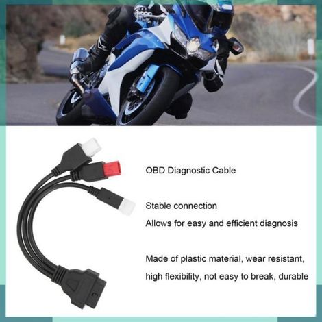 Câble de diagnostic obd Câble de Diagnostic, Câble Adaptateur OBD pour Moto avec Bouchon en Plastique et Jeu, auto outil (1/5)