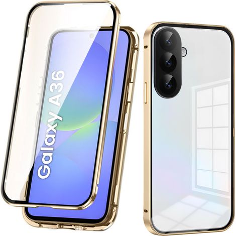 Custodia per Samsung Galaxy A36 5G, con doppio vetro magnetico, colore oro. (1/5)