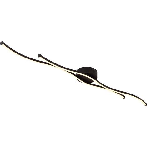 Lampada a soffitto Lampada per sala da pranzo Lampada per camera da letto a LED Waves, nero opale, 30W 1300lm bianco caldo, LxLxH 110,4x13x5,6 cm