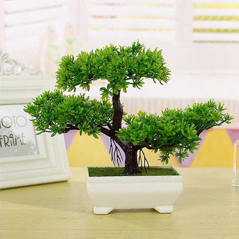 Plante artificielle en pot, pin en plastique avec pot, décoration de table pour la maison et les invitésvert (1/5)