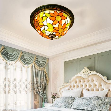 AUTRUCKER Luminaires de plafond vintage turcs, lampes de style Tiffany, lampes rondes en verre, éclairage décoratif pour chambre,hôtel,couloir,salon-30CM (1/5)