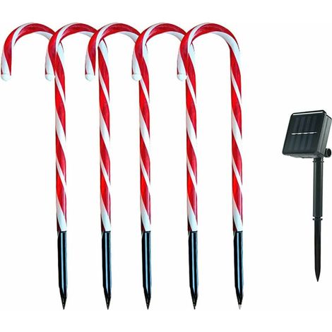 QAZQA Décoration de Noël Lumière Extérieure, Lot de 5 Lumières LED de Canne à Sucre, Lumières de Chemin de Noël de Canne à Sucre Lumières de Jardin LED Lumières de Paysage Décoration de Noël (1/5)