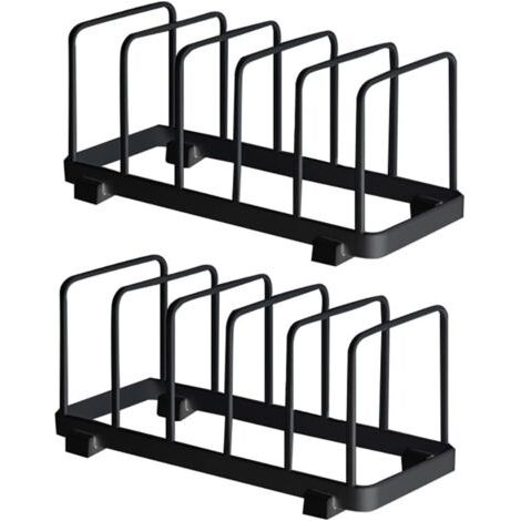 RHG Assiette Organisateur, Égouttoir à Vaisselle, Supports à Assiettes, Organisateur d'Étagère à Assiettes, Rangement de Planche à Découper pour Cuisine Comptoir Placard (Noir, 2 Pièces) (1/4)