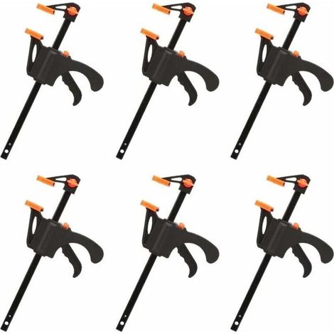 (4pouces) Déstockage Lot de 6 Serre-joints en Forme de F, Serre Joint avec Serrage Rapide et Facile, Outils à Main pour Menuiserie, Porte en Bois (1/5)