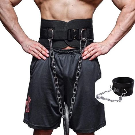 Ceinture de traction lestée avec chaîne, ceinture de dips unisexe pour hommes et femmes - 90 x 15