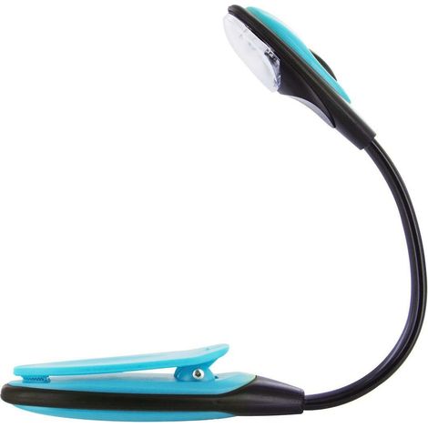 Lámpara de lectura con pinza y ángulo de luz ajustable, color azul. (1/4)