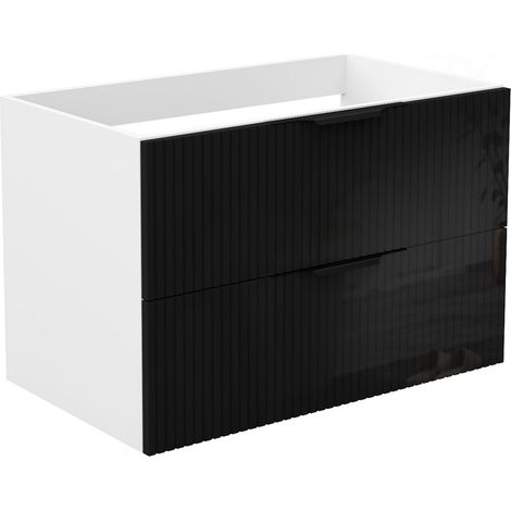 Unterschrank Badmöbel Badschrank Waschbeckenunterschrank 100cm Mattweiß+Hochglanzschwarz TYP3 (1/5)