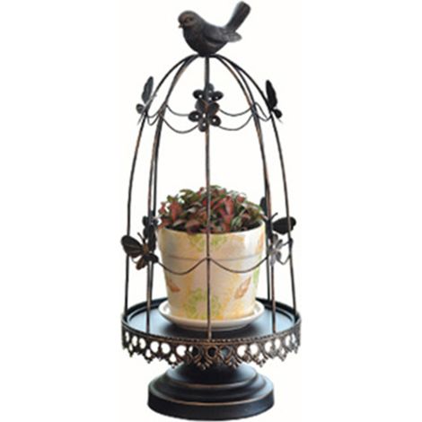 Bougeoir en forme de cage à oiseaux, cage à oiseaux décorative pour mariages, centres de table, ensemble de bougeoirs en fer, décoration intérieure (petit noir)