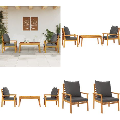 Salon de jardin 3 pcs avec coussins bois massif d'acacia - Salon De Jardin - Mobilier De Jardin - Table De Jardin - Chaises De Jardin - Acacia Massif - Home & Living (1/5)