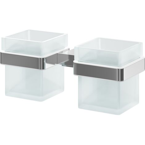 Taurus Polished Chrome and Frosted Glass Wall Mounted Double Bathroom Tumbler (1/5)