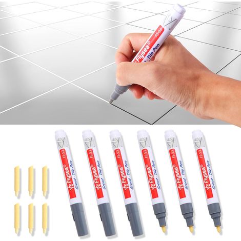 Stylo de Carrelage Gris Clair, 6 Pièces Blanchisseur Joint de Carrelage facile à appliquer, Stylos à Coulis de Réparation de Carrelage pour Joints de Carrelage de Cuisine et Salle de Bain (1/5)