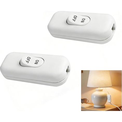 2 PCS Lamp Switch 6A 250V, 2 Pole White Bi-Polar Replacement Inline Switch Torpedo and Toggle Switch for All Electric Lamps (1/5)