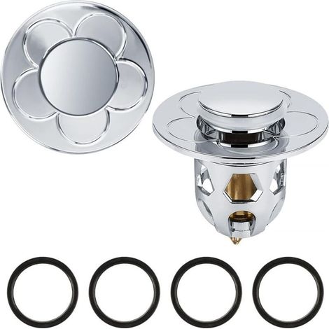 Bouchon de Lavabo Universel 2 Pièces,Bonde Lavabo Pop Up Flitre de Vidange Anti-Bloqué pour Bain Cuisine Lavabo Evier,Applicable au Diamètre 34-40 mm(Argenté) (1/4)
