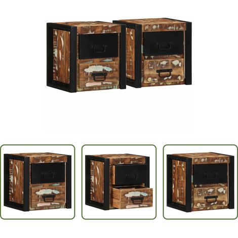 vidaXL Bois de récupération - Tables de chevet 2 pcs multicolore 40x35x40cm bois récupération (1/5)