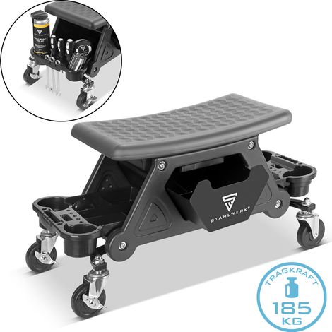 STAHLWERK Sgabello da officina WRS-185 con portata di 185 kg Sedile da officina Sgabello rotante