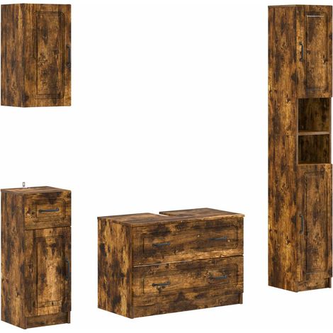 4-teiliges Badezimmer-Schrank-Set UTRECHT Raucheiche vidaXL (1/5)