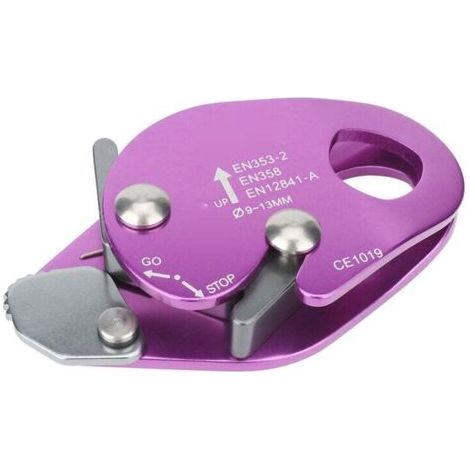 Descendeur d'arrêt de freinage automatique pour pince de corde de 9 à 13mm, anneau de Rappel de sauvetage, équipement d'escalade violet