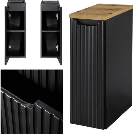 Unterschrank Skelbolu 20x60x40 cm Schwarz/Eichenoptik [en.casa]